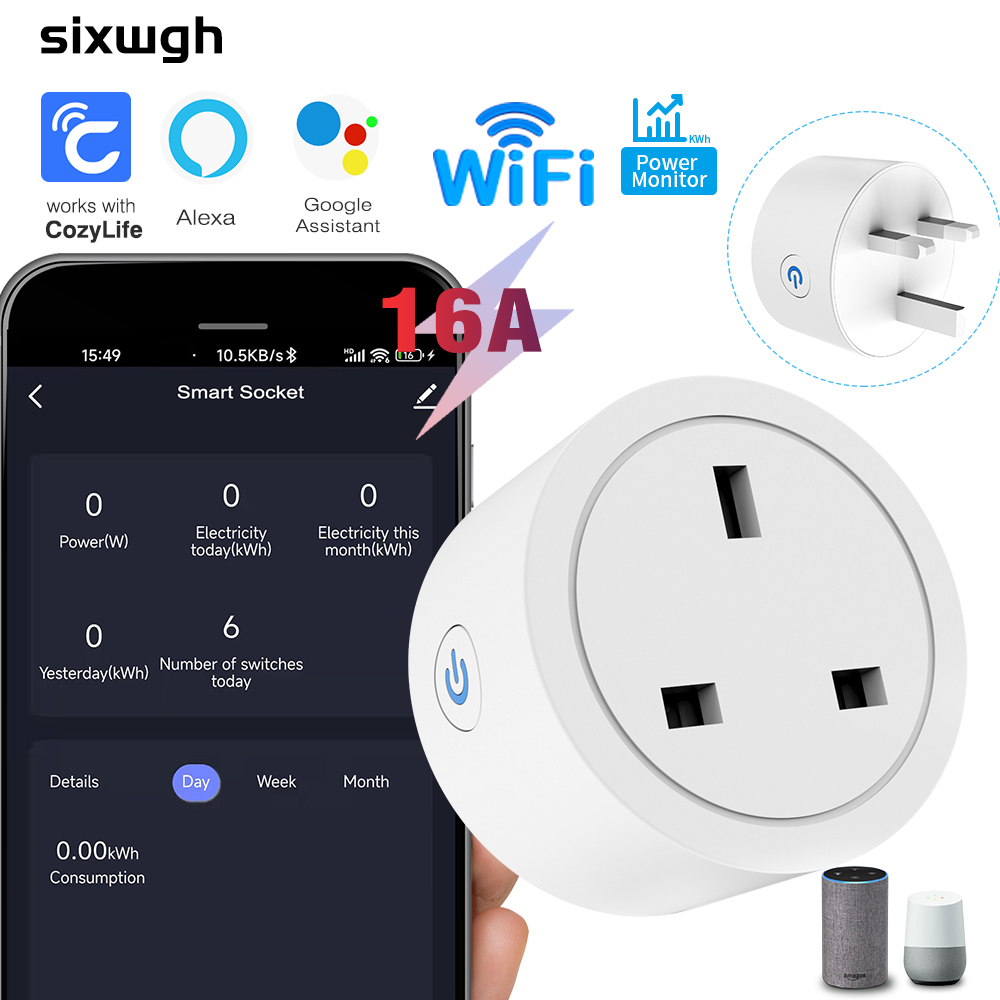 Smart Home Energy Monitor - WiFi Smart Socket 16A UK Plug