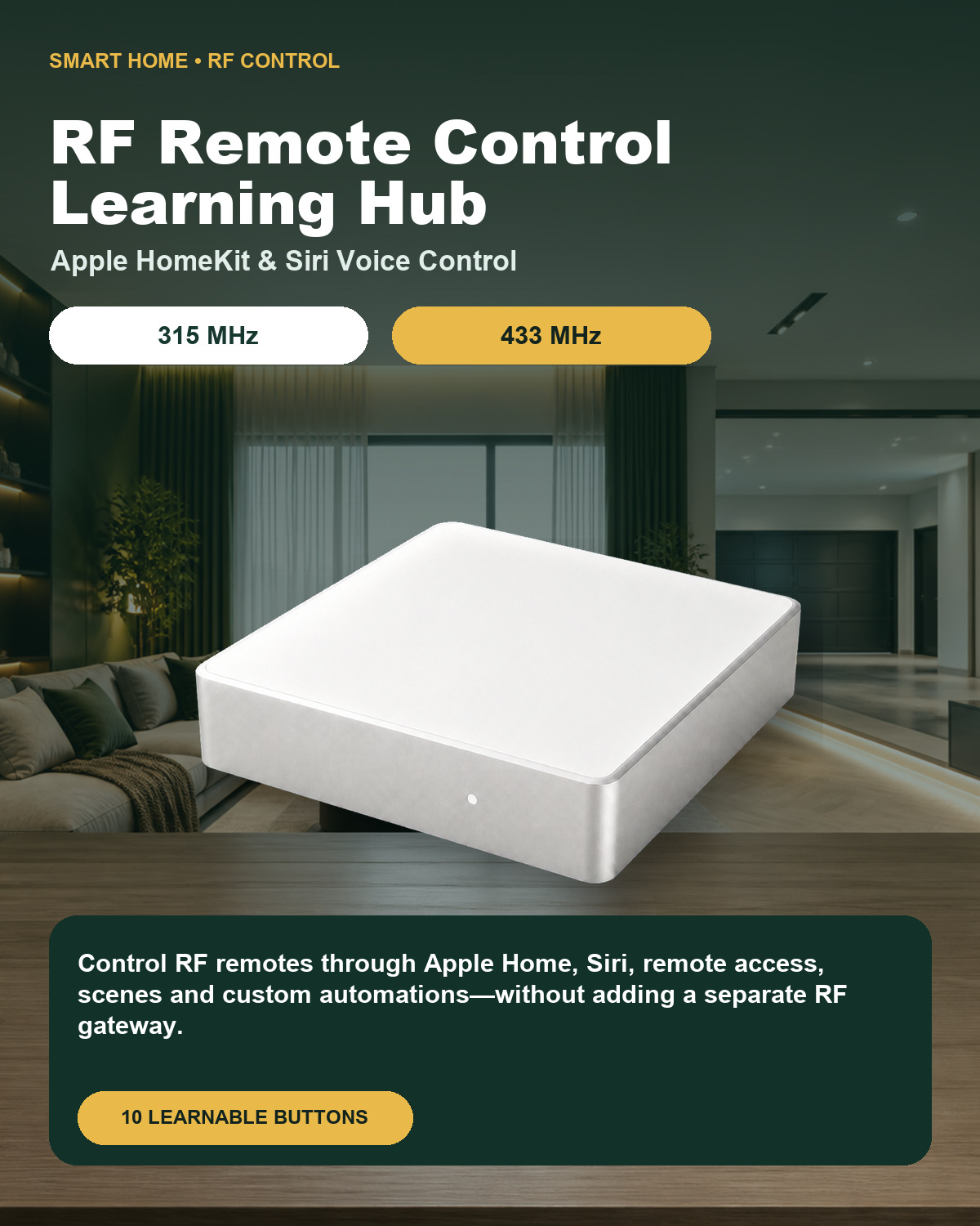 Smart Home Hub Samsung - 315/433MHz RF Remote Control Learning Hub,