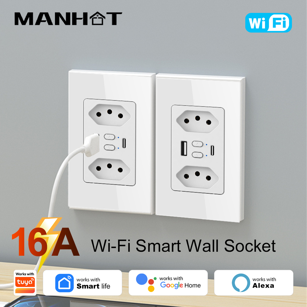 Smart Wall Socket - MANHOT Wifi Smart Brazil Socket Switch