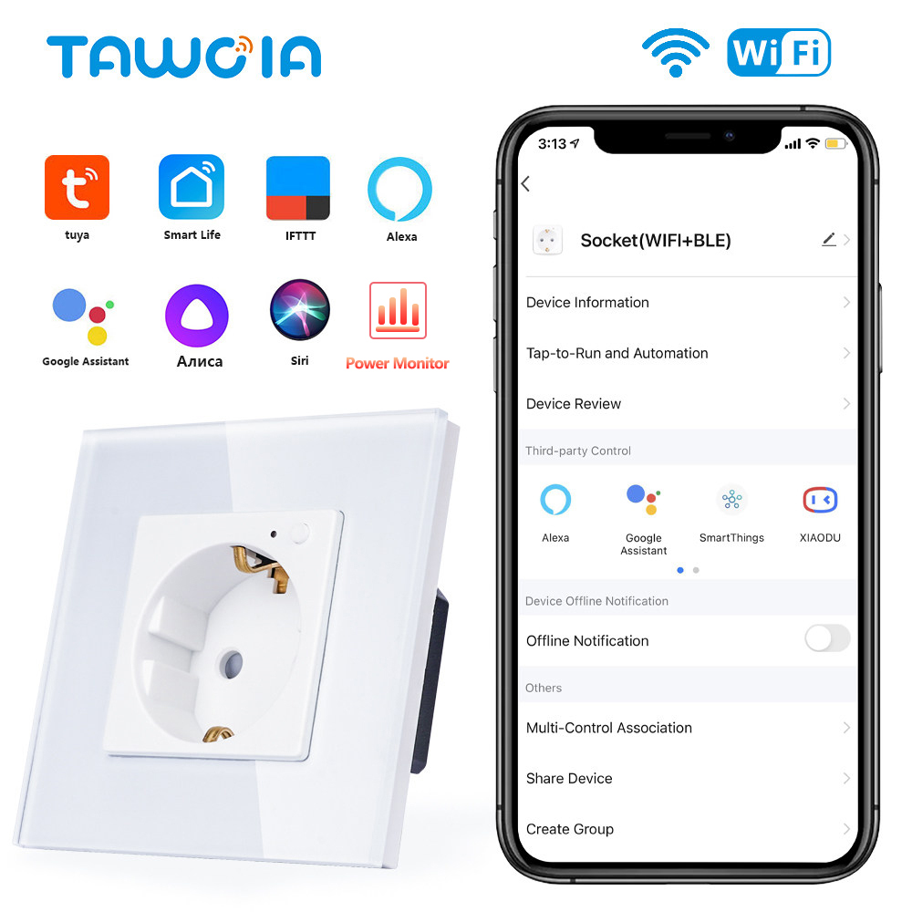 Smart Home Energy Monitor - TAWOIA Wifi Wall Socket EU Standard