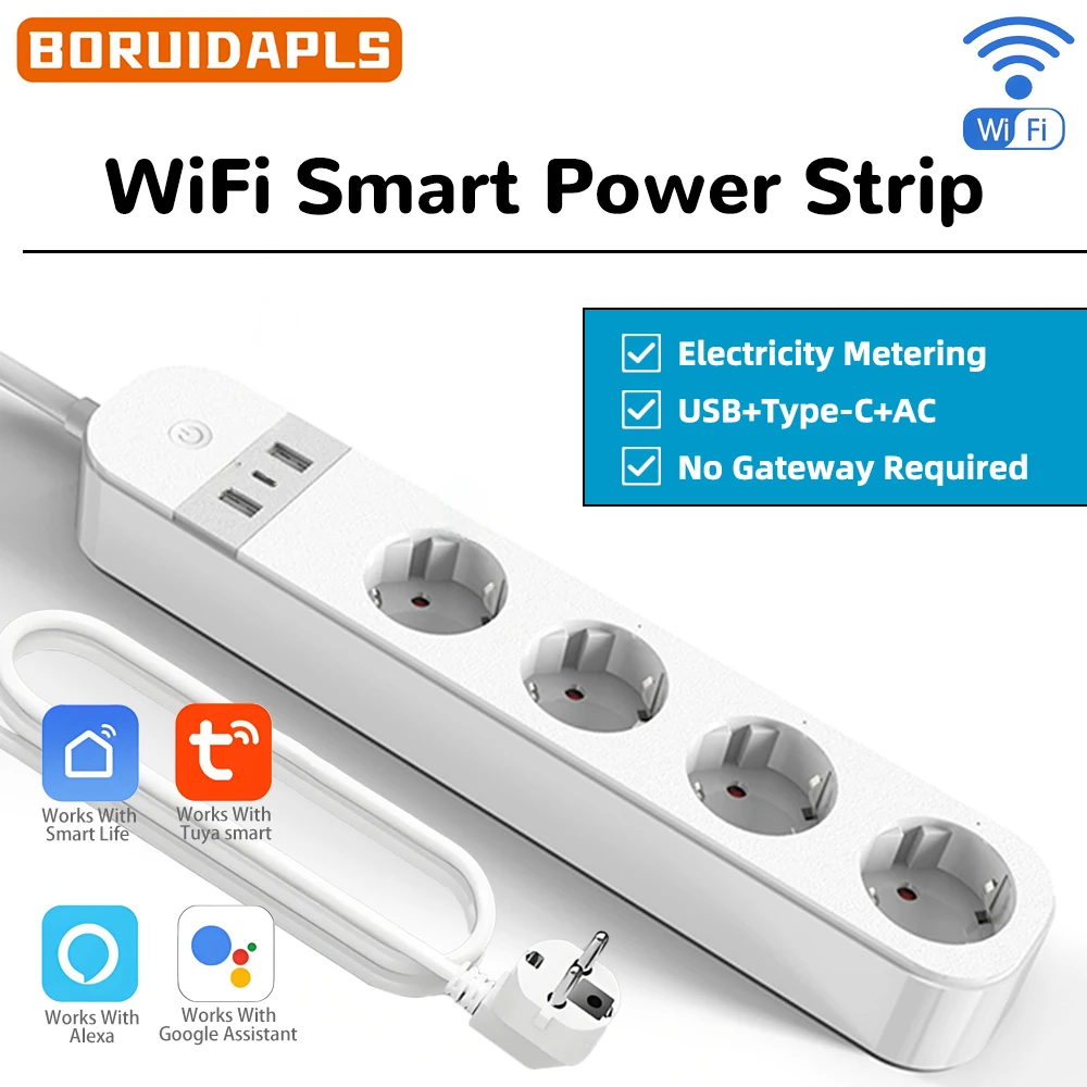 Smart Home Energy Monitor - BORUIDAPLS EU Plug WiFi Smart Power