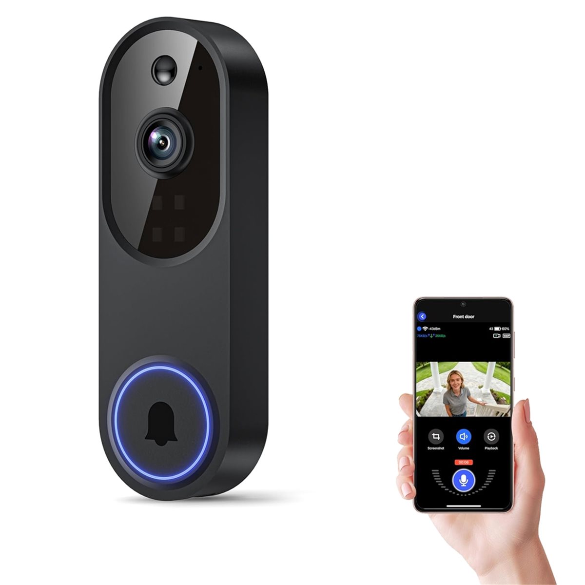 DTC5 Wireless Wi-Fi Video Door - Wifi Doorbell Camera review and price