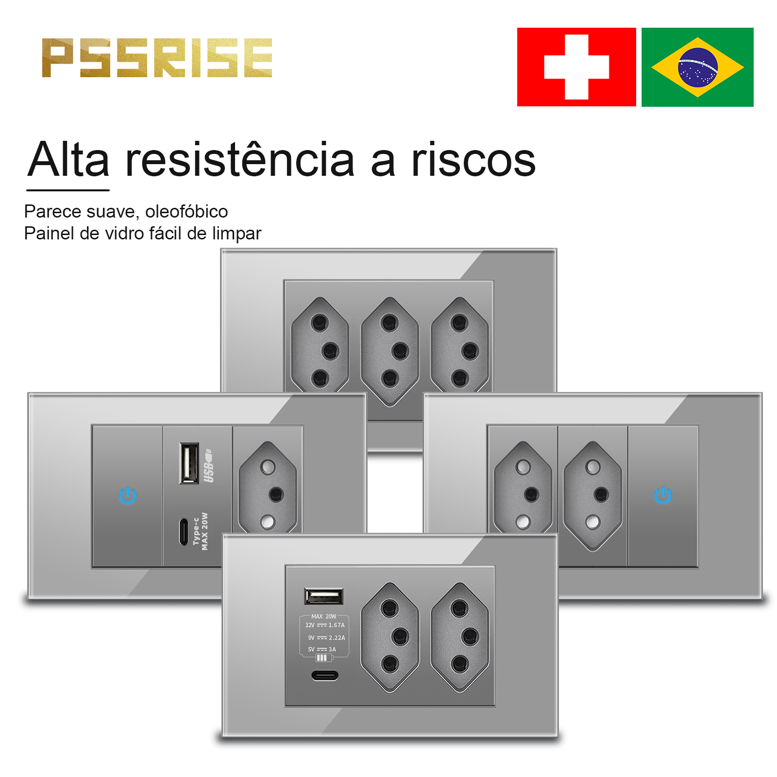 PSSRISE Grey Glass Full-paddle - Smart Wall Socket review and price