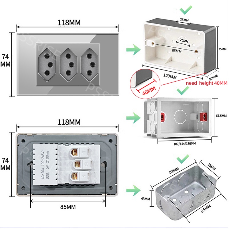 PSSRISE Grey Glass Full-paddle - Smart Wall Socket review and price