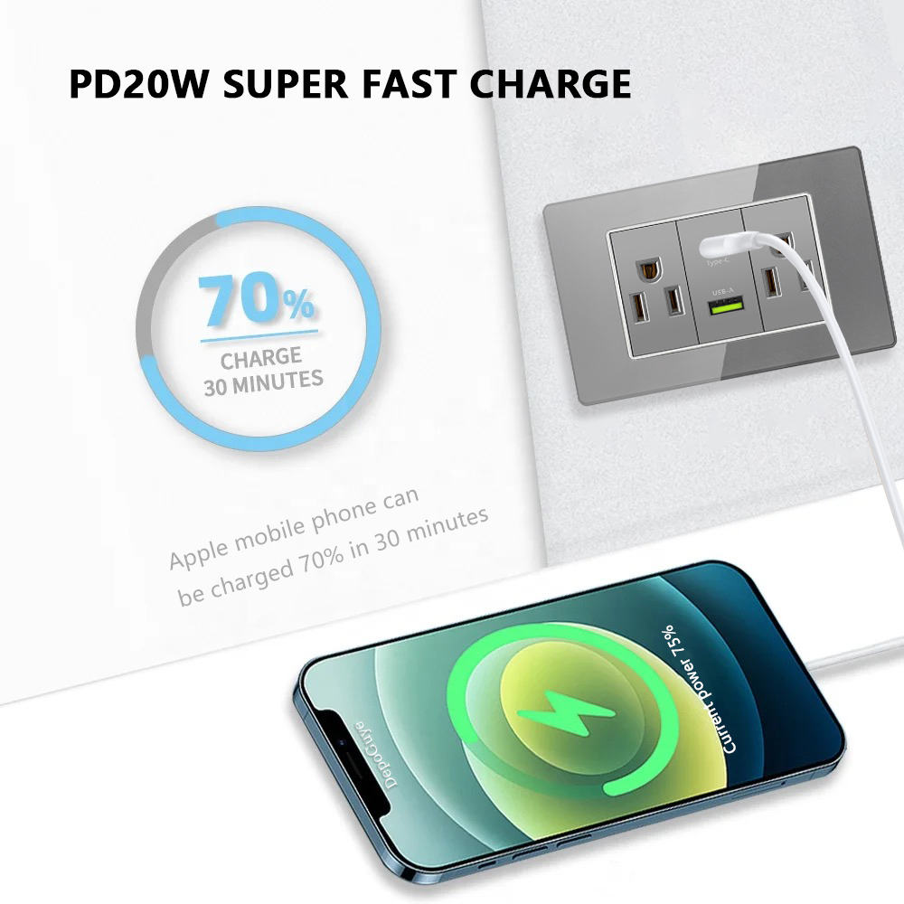 Grey Tempered Glass American U - Smart Wall Socket review and price