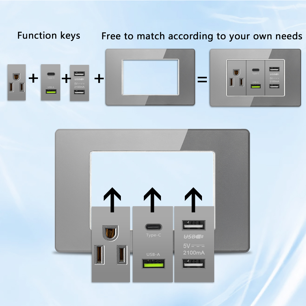 Grey Tempered Glass American U - Smart Wall Socket review and price
