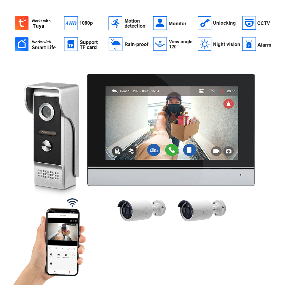 7Inch IPS Screen 2MP  Tuya Rem - Wifi Doorbell Camera review and price